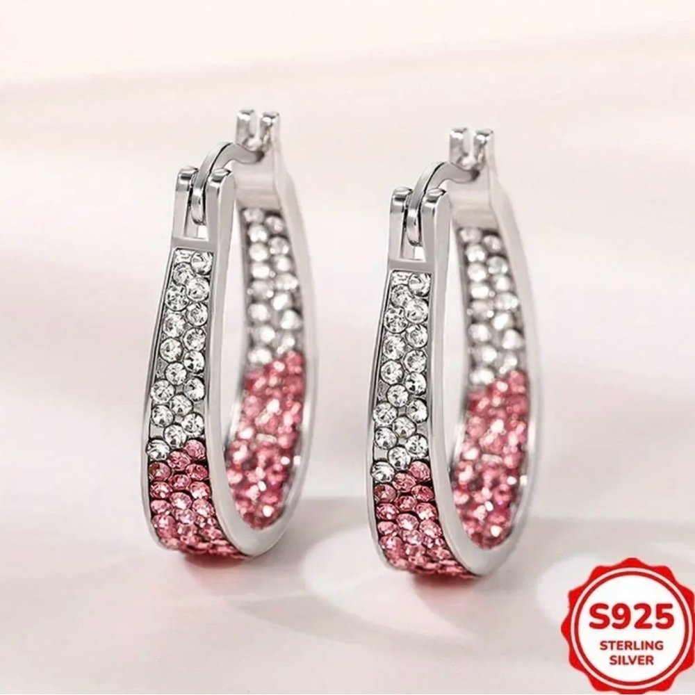 S925 Popular Colored Earrings With Cooper Inlaid A3.